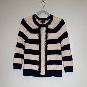 J. Crew Navy Blue and Cream Sweater